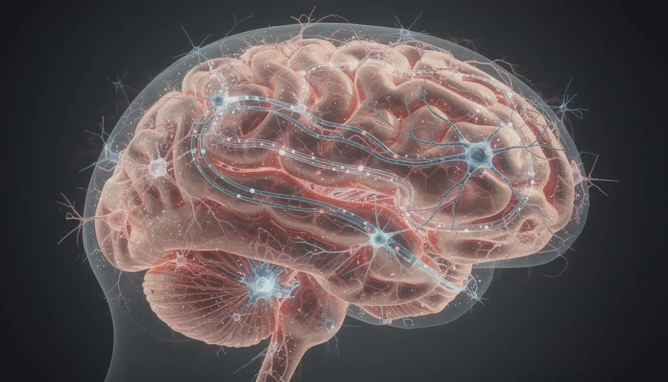 The image depicts a healthy brain with vibrant neural connections and active neurons firing, symbolizing optimal brain health and cognitive function. This visual representation emphasizes the importance of dietary supplements and a healthy diet in maintaining brain function and preventing cognitive decline.