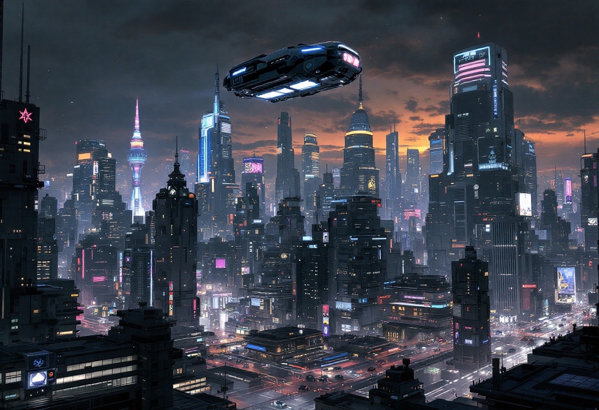 A futuristic cityscape