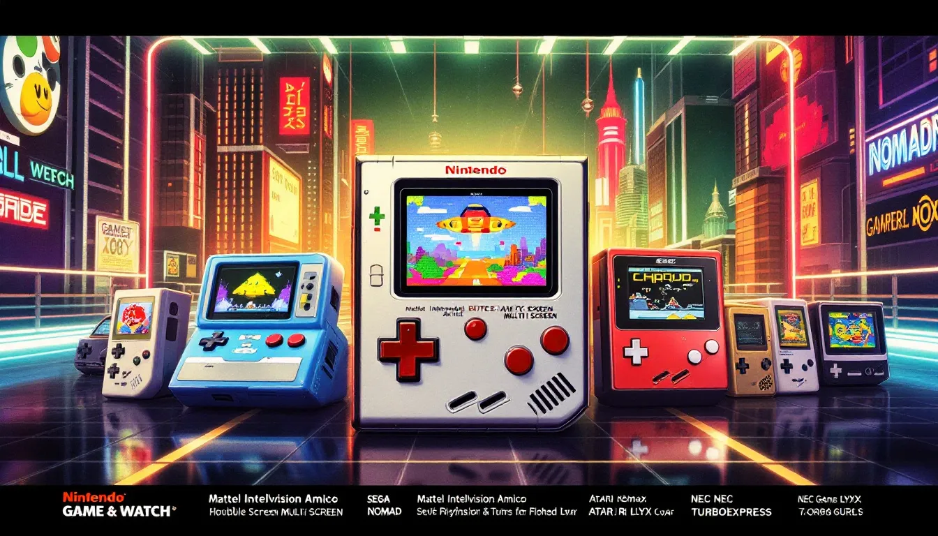 Handheld consoles designed for retro gaming, including classic models.