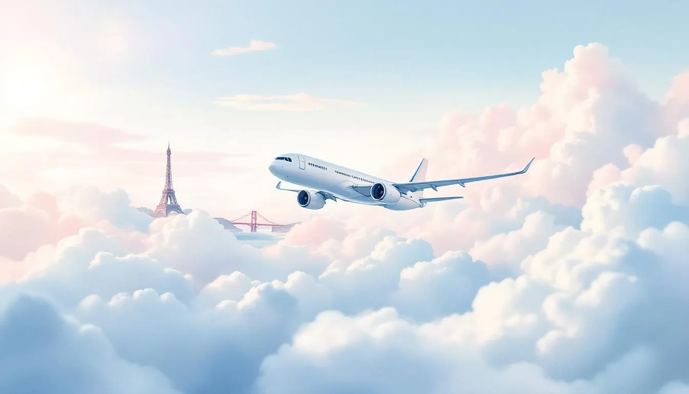 A view of an airplane flying from SFO to Paris.
