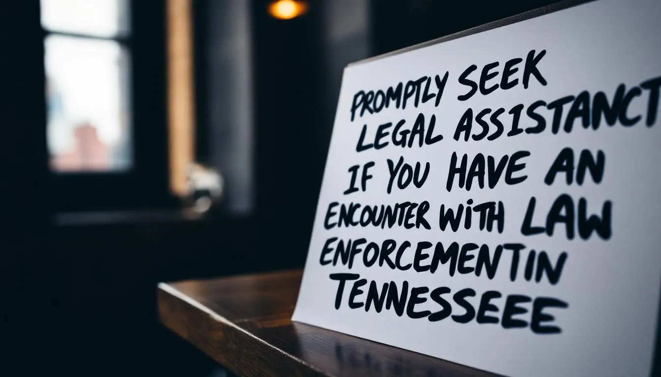In the image, a person is depicted calmly interacting with law enforcement officers during a routine traffic stop in Tennessee, emphasizing the importance of knowing one's legal rights, such as the right to remain silent and the need for legal representation from an experienced criminal defense attorney if facing criminal charges. The scene conveys a sense of awareness about the legal process and the significance of seeking legal assistance during police encounters.