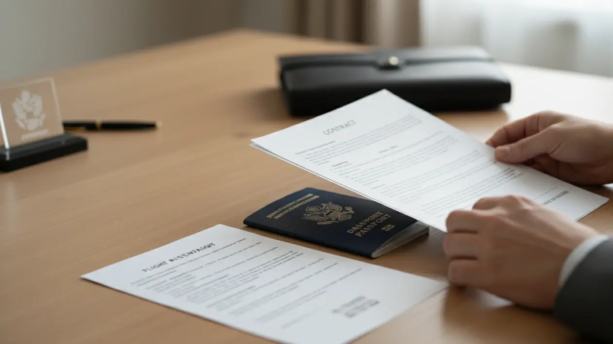 Seasonal worker visa file with onward ticket employer letter and unclear return date