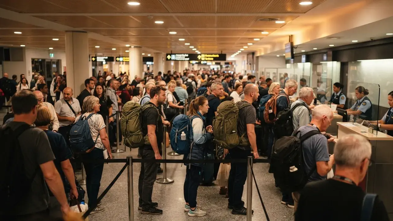 Traveler explaining an indirect route with onward-ticket evidence