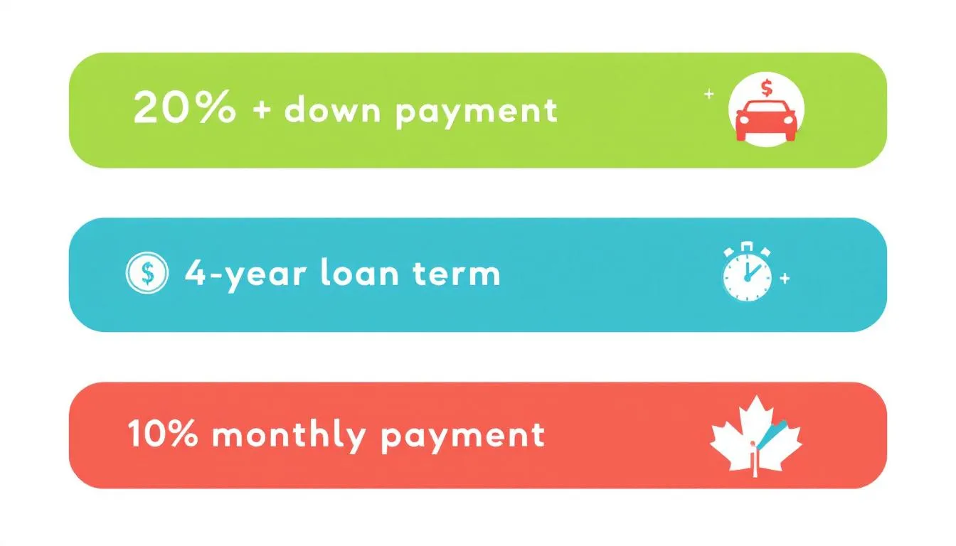 A visual representation of the 20/4/10 rule for car financing.