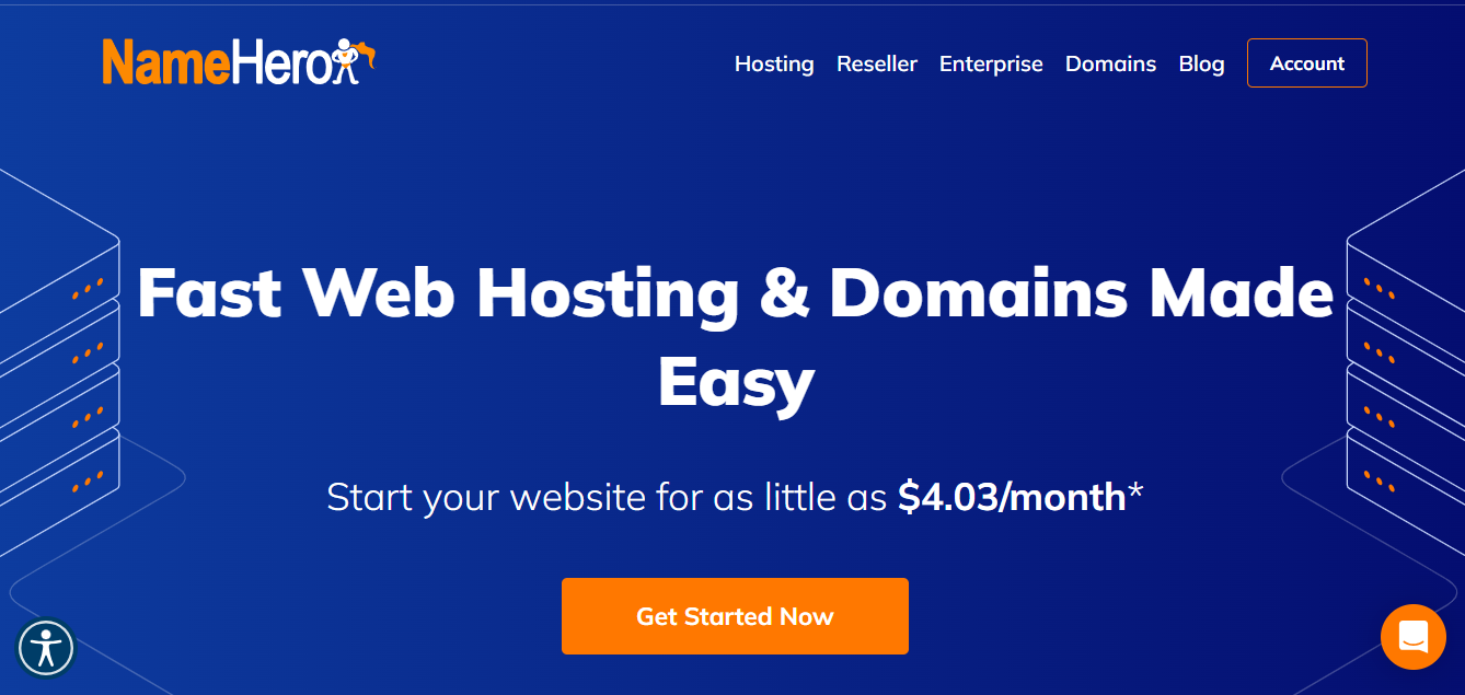 The NameHero web hosting provider.