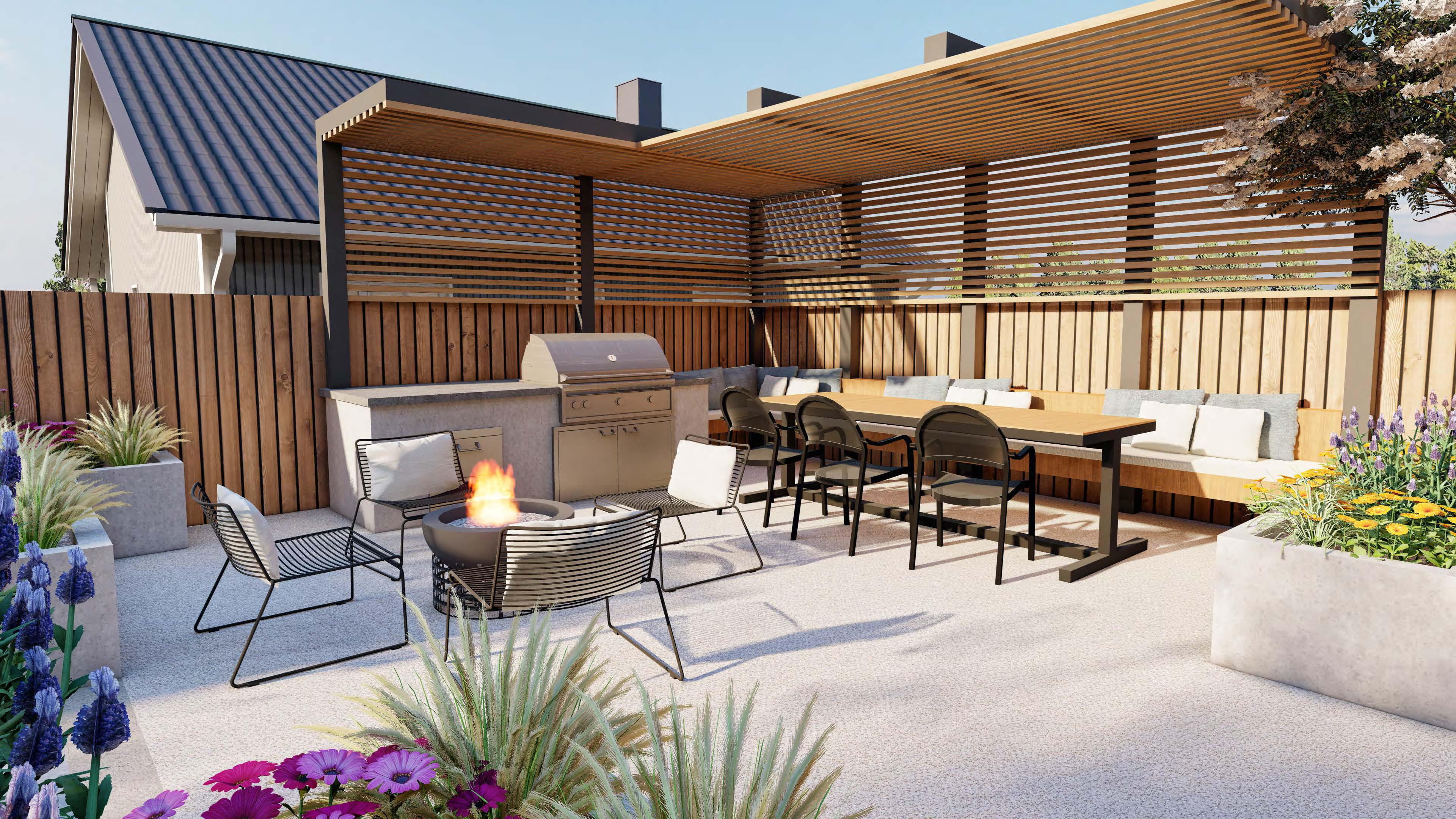 small backyard ideas, built in seating