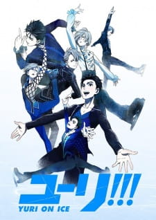 Yuri!!! on Ice cover image with characters ice skating