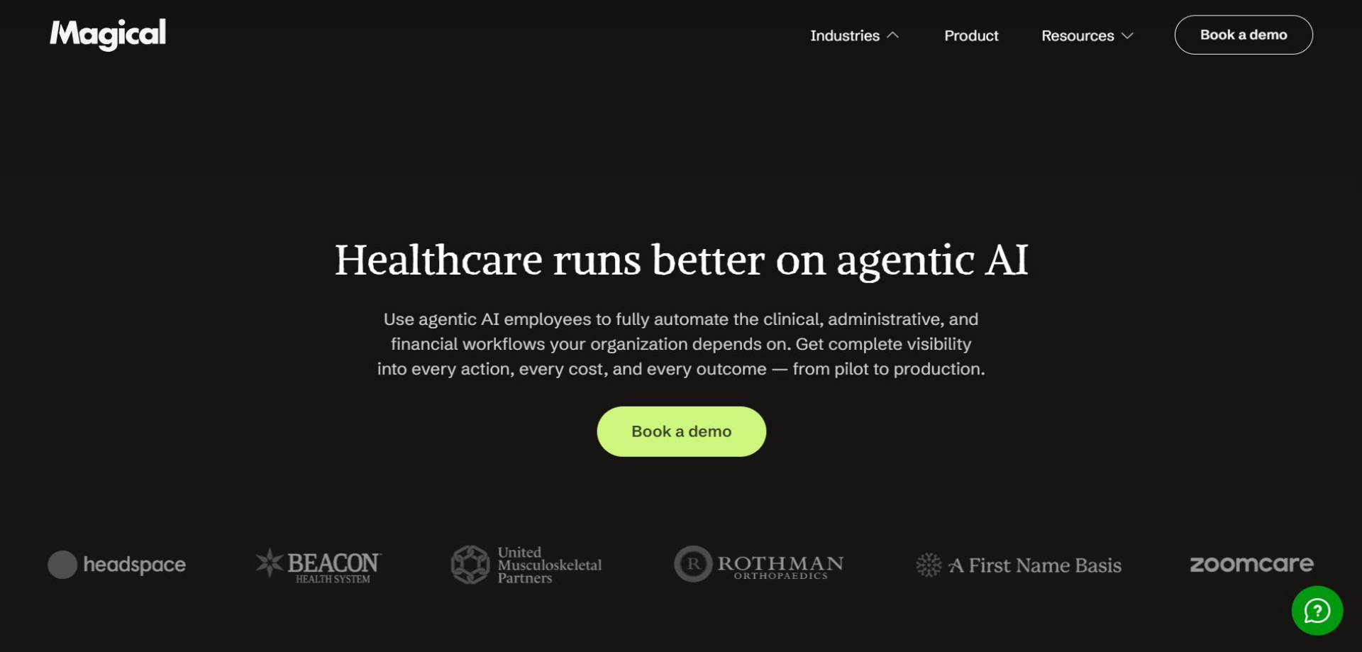 Homepage of Magical website