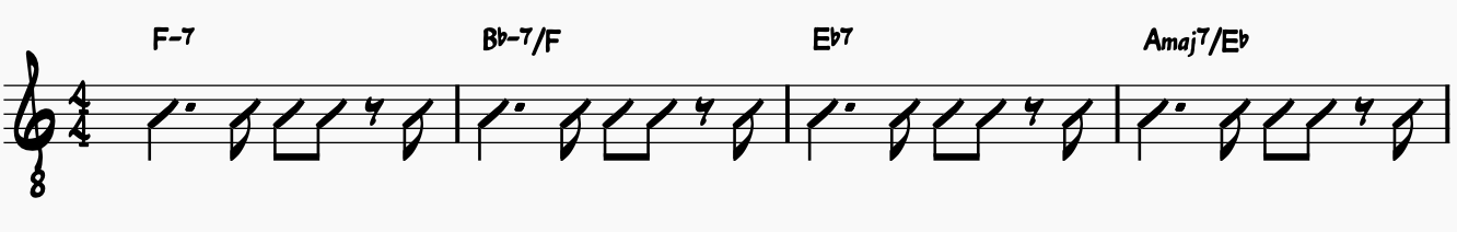 One Measure Rhythm: 8th Note Comping Over First 4 Bars of All The Things You Are
