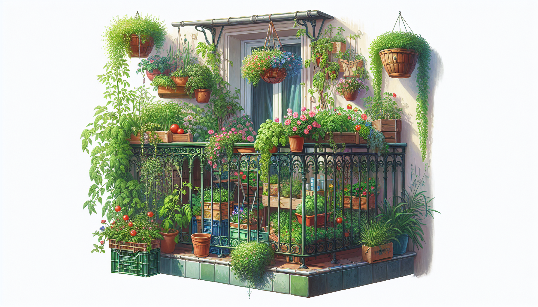 Illustration of balcony gardening