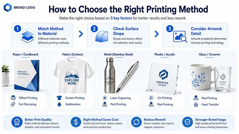 How to choose the right printing method by product material surface shape and artwork detail