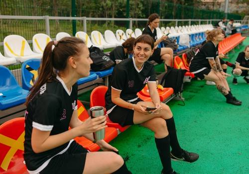 Female soccer players. Customized apparel can make any team feel like a champion