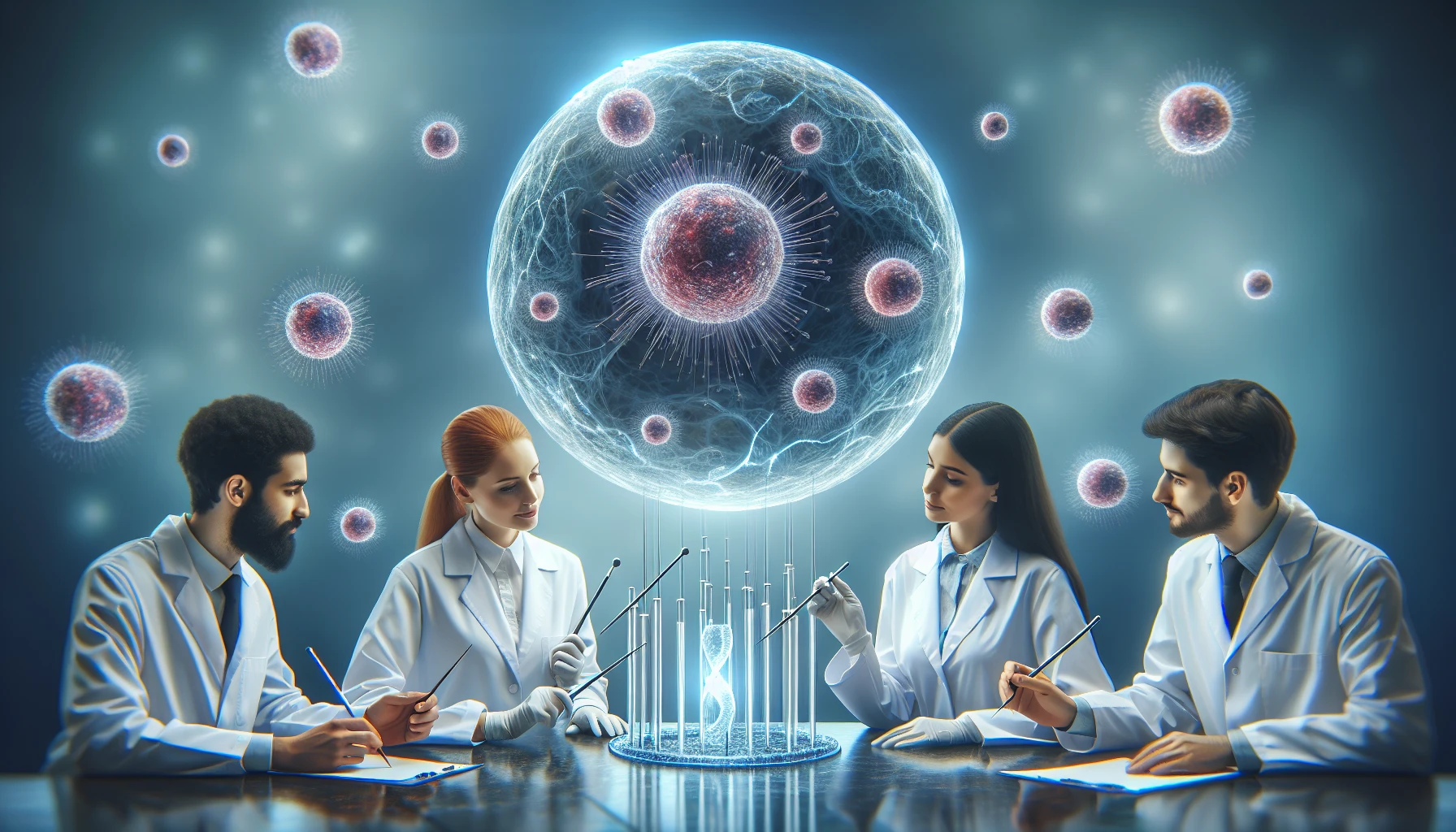 Illustration of researchers exploring immunotherapy for MSS colorectal cancer