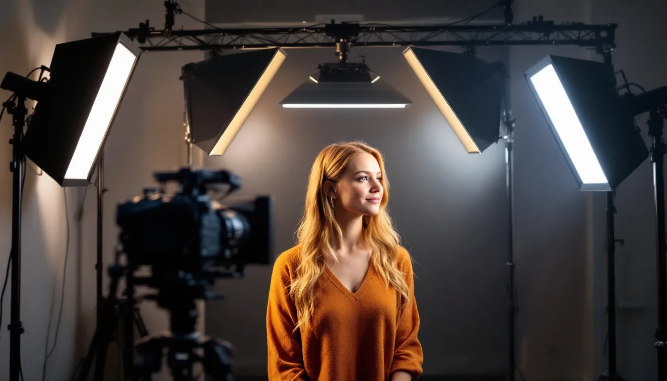 The Role of Lighting and Audio in Professional Video Production 2 A well-lit video production setup showcasing the importance of lighting in professional video production.