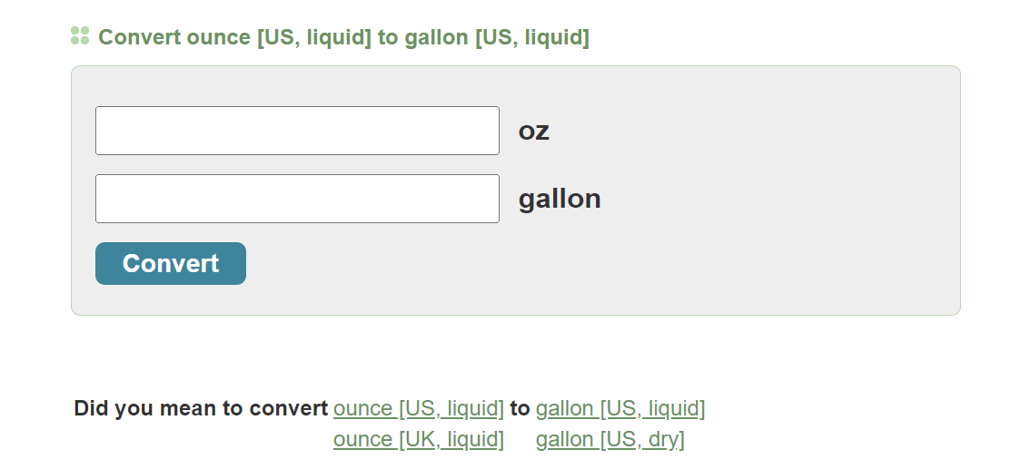 Convert oz to gallon - Conversion of Measurement Units