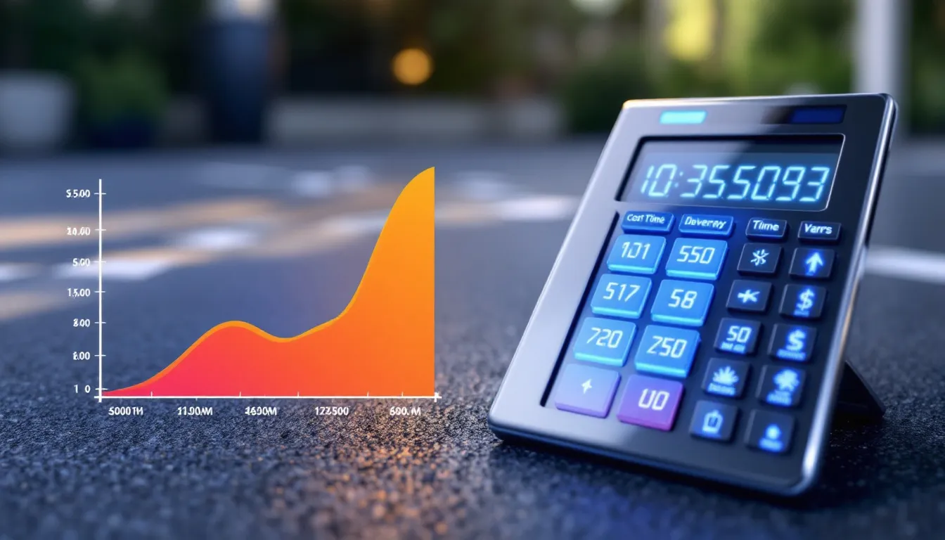 An overview of resin driveway costs, featuring a blurred image of a resin driveway calculator.