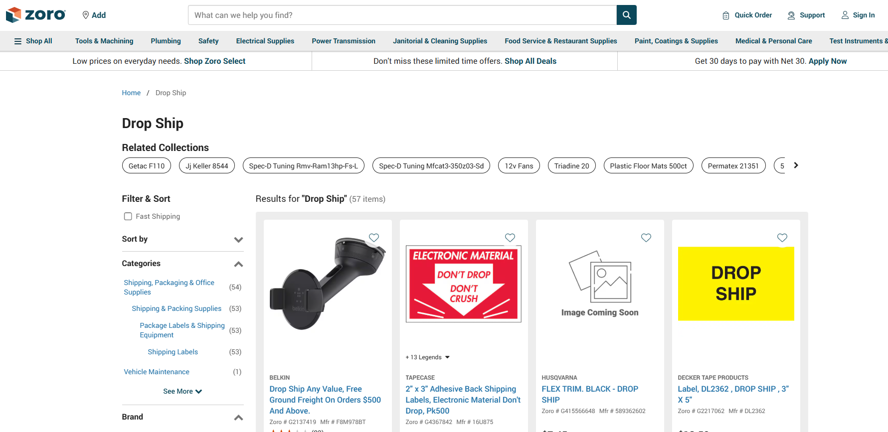 zoro website screenshot showing some of the benefits
