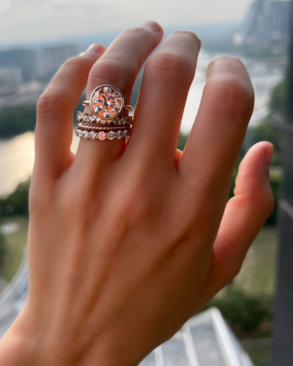 GOODSTONE Penumbra Bezel Set Engagement Ring With Round Cut Diamond