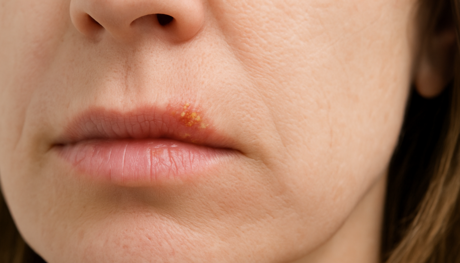 Nærbilde av munn med herpesblemme på underleppen, viser typiske røde og gule blemmer. hva er herpes genital herpes herpes simplex virus herpes simplex virus hsv herpes simplex virus type herpes i underlivet herpes simplex type herpes simplex type 1 hsv 1 simplex virus type 1 herpes første utbruddet nye utbrudd blemmer og sår første utbrudd hsv 2 resten av livet finnes to typer antivirale legemidler kroppen resten av livet seksuelt overførbare rundt kjønnsorganet forebyggende behandling type 2 utbrudd hud og slimhinner svært vanlig 1 og hsv 2 kontakte lege smertefulle blemmer behandling med antivirale bruk av kondom hyppige utbrudd nedsatt allmenntilstand smertefulle sår under utbrudd herpes er svært senere utbrudd flere ganger rundt kjønnsorganene stress menstruasjon gi alvorlig kondom reduserer reduserer smittefaren under fødselen smitte 5 7 dager behandling første gang viruset sår smittet forkjølelsessår symptomer første ofte får 3 dager 10 dager rundt underlivet herpesutbrudd bør under dager sårene utbruddet hos fleste blemmer huden antivirale svært finnes smertefulle vanlig lege andre sex gir smitter