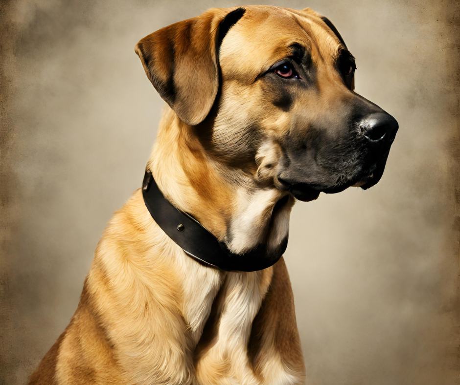 An historical painting of a black mouth cur