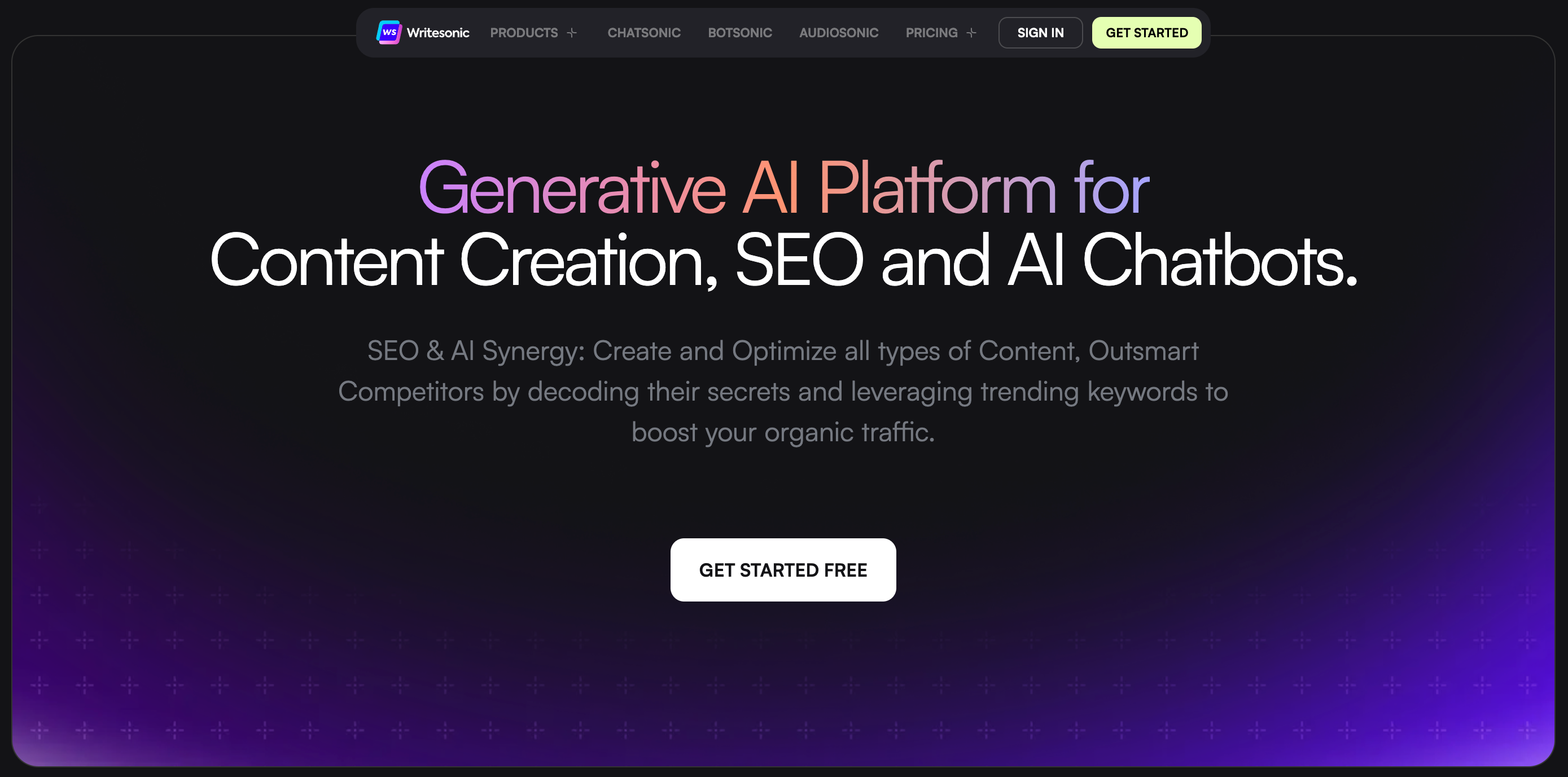 Generative AI platform for content creation, SEO, and AI chatbots