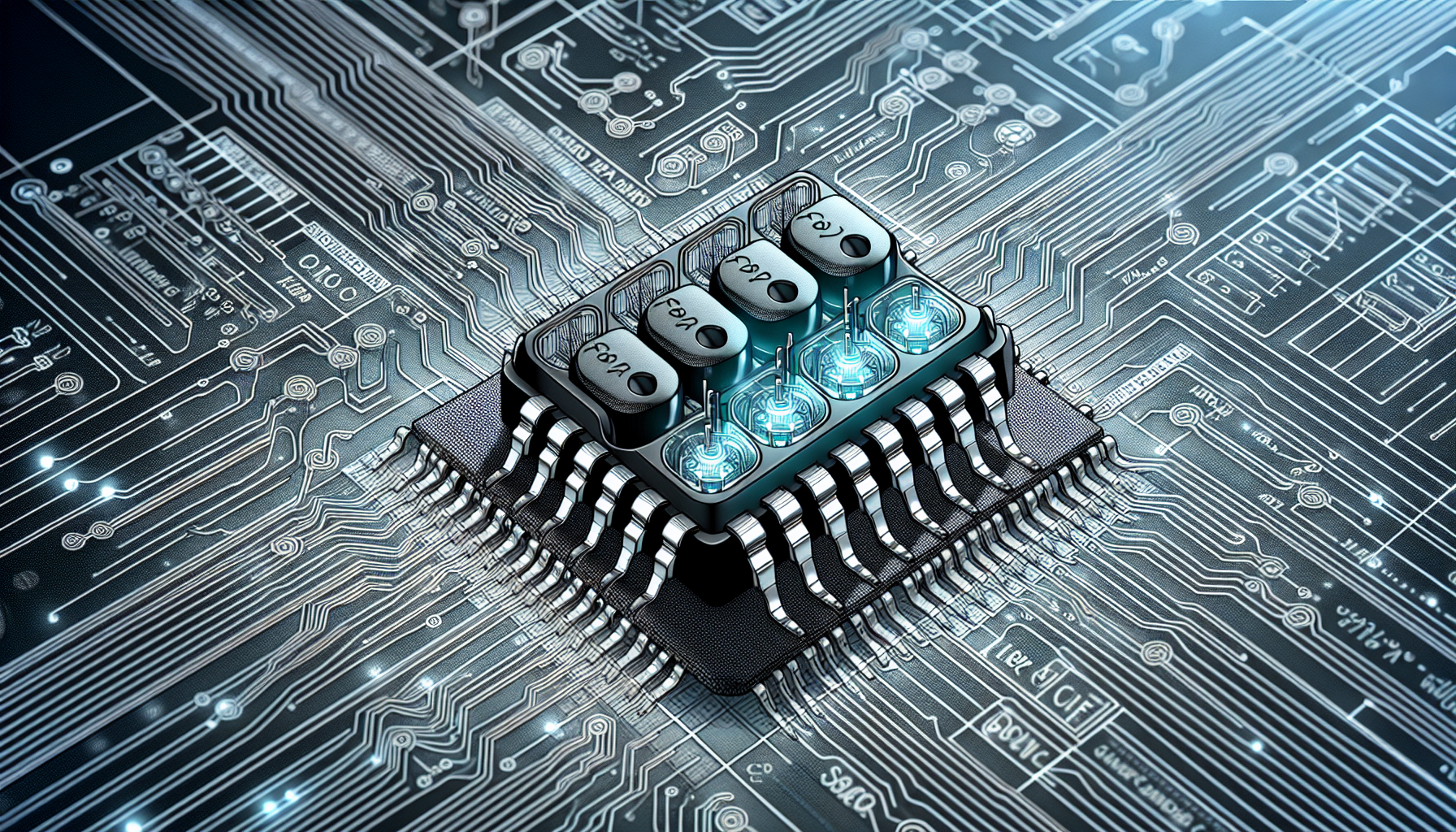 Illustration of IC 7400 components