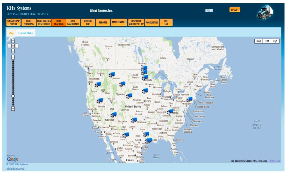 A GPS tracking device dashboard