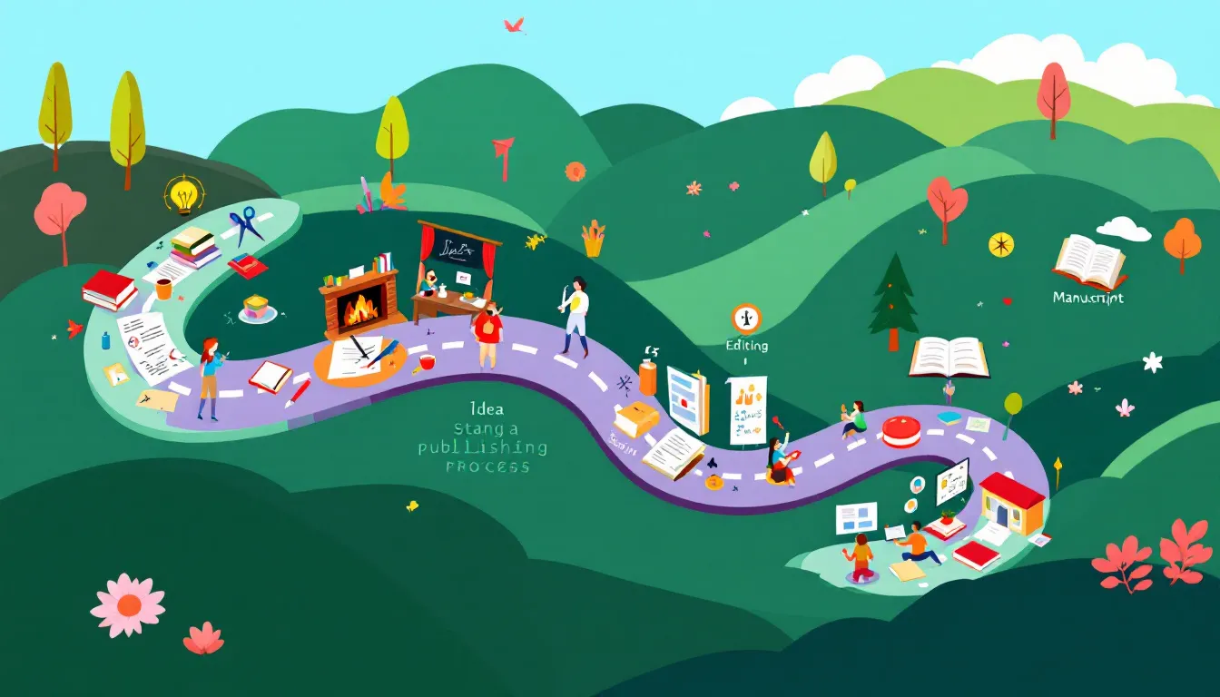 An overview of the publishing process, showing various stages from manuscript to publication.