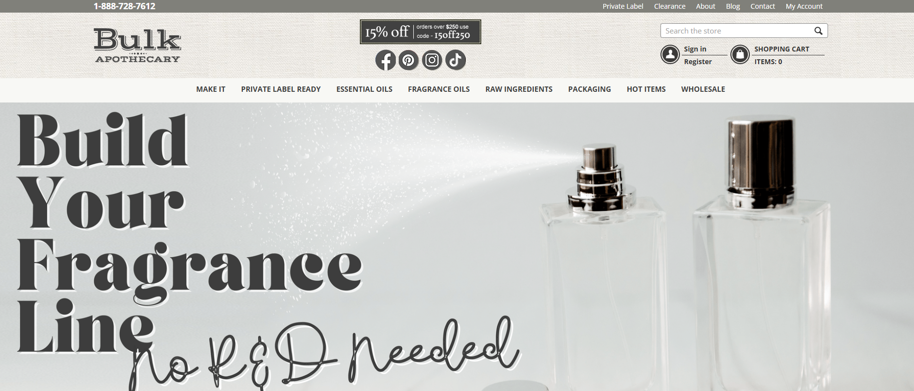bulk apothecary website screenshot for dropshipping products