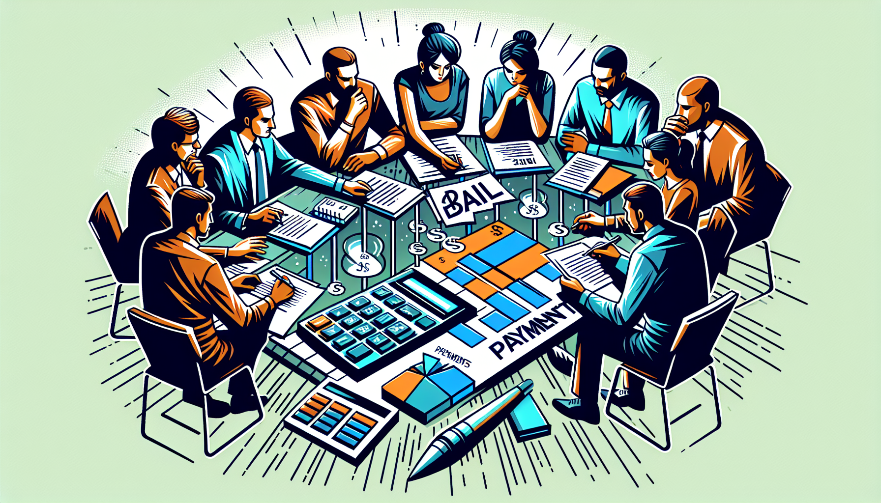 An illustration representing options to manage bail payments, including planning and discussions.