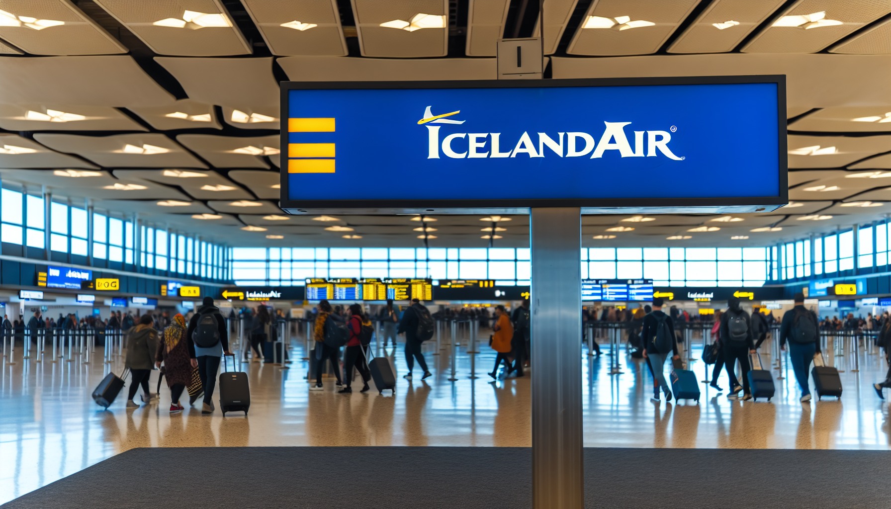 Icelandair sign at JFK Airport