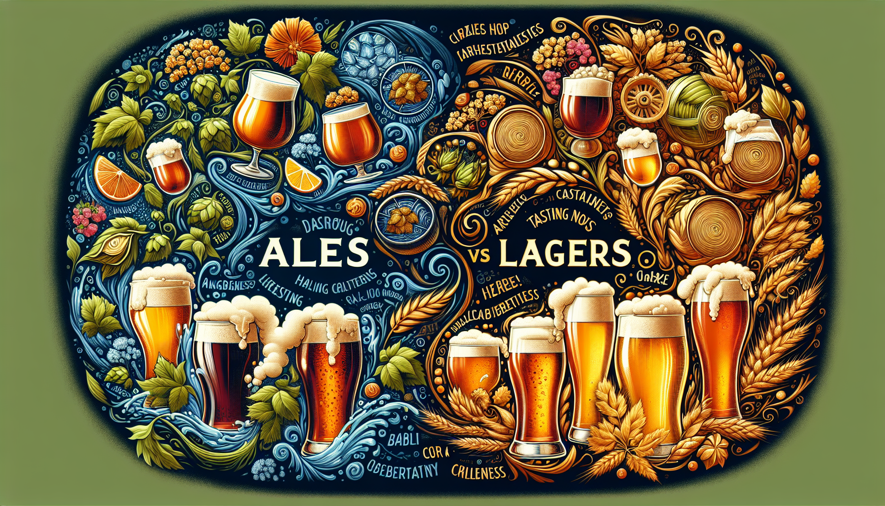 Visual representation of flavor profiles of ales and lagers.
