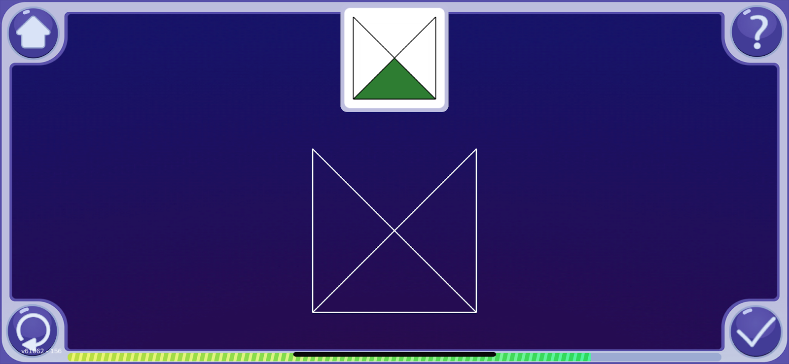 This step requires looking at the model at the top and identifying which section of the larger shape should be marked in green.