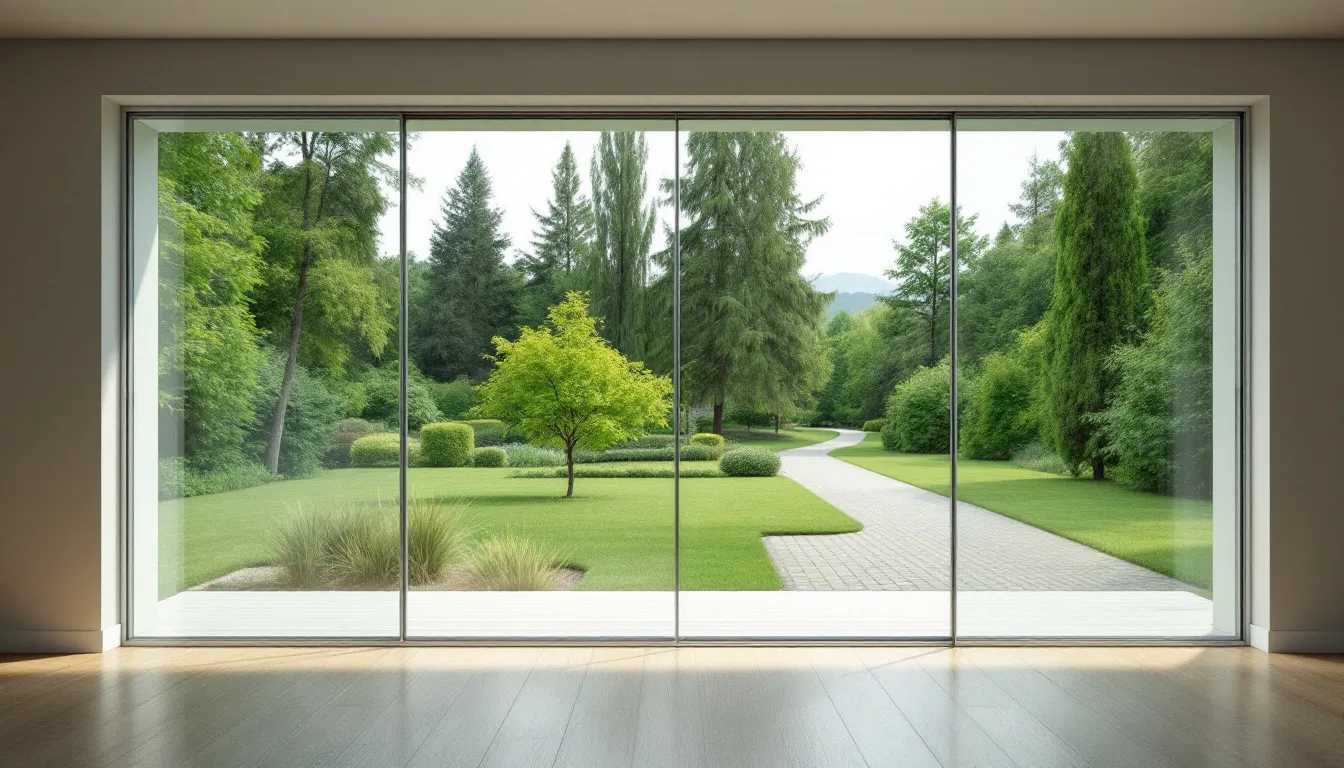 Een grote schuifpui met kunststof kozijnen biedt een panoramisch uitzicht, waardoor de ruimte een moderne uitstraling krijgt. De schuifpui is ontworpen met uitstekende isolatie en hoge warmte-isolatie, wat bijdraagt aan de energie-efficiëntie van het huis.