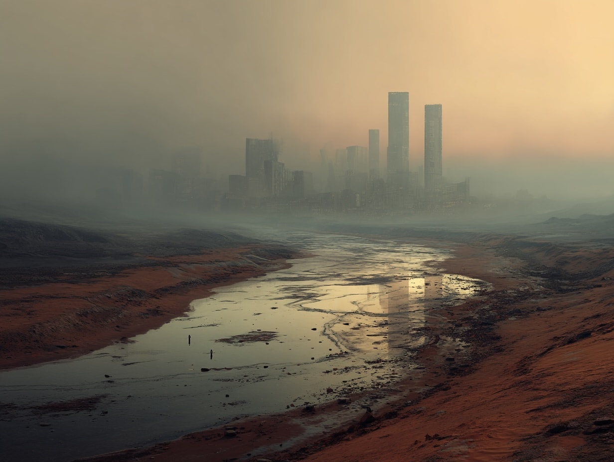 A dystopian landscape representing iconic post-apocalyptic fiction.