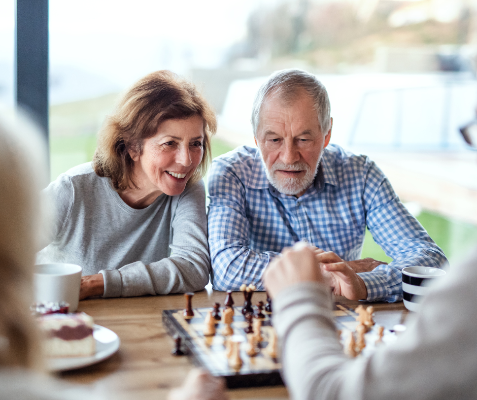 People playing board games together