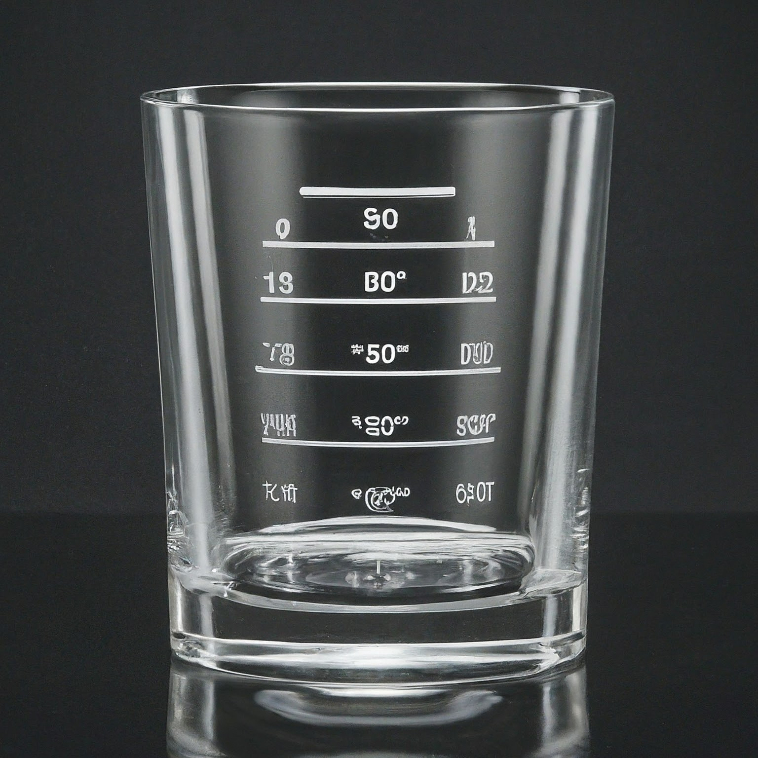 Glass beaker with measurements and ounces markings