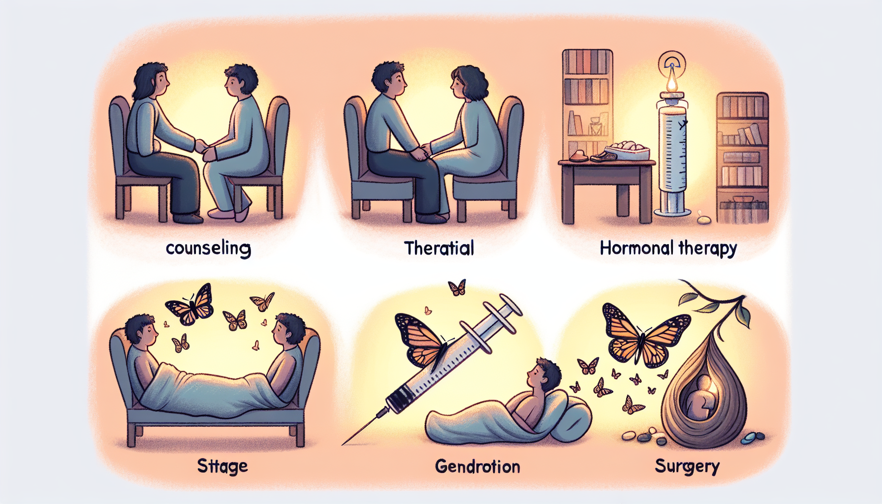 Ilustración de opciones de tratamiento para la disforia de género