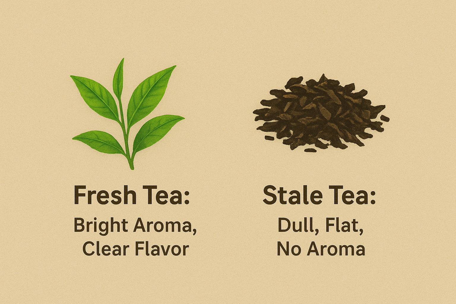 Fresh tea leaves and aged tea leaves