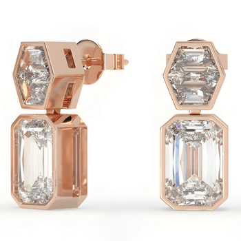 Modernūs auskarai-vinukai su deimantais raudono aukso – fashiongold.lt