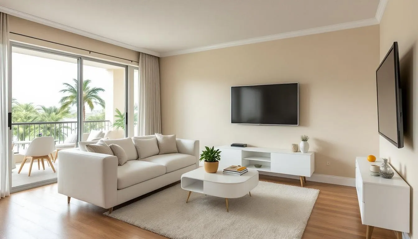 A professional cleaning service is preparing for a deep cleaning session in a Florida condo, with cleaning supplies organized and ready to tackle various cleaning tasks such as dusting surfaces, vacuuming floors, and sanitizing kitchen appliances. The scene conveys a sense of efficiency and thoroughness, ensuring a clean and organized home for the residents.
