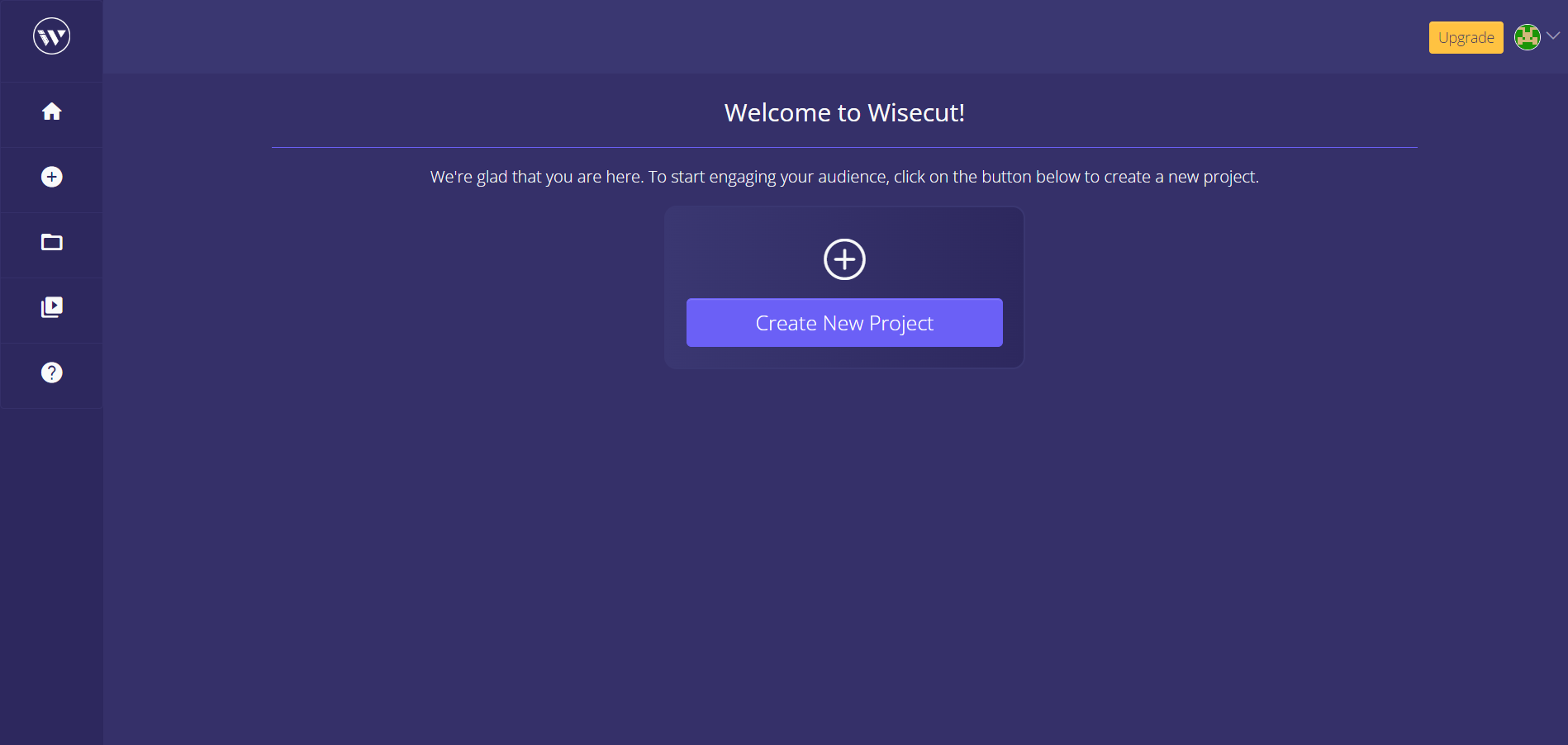 Create new project in wisecut