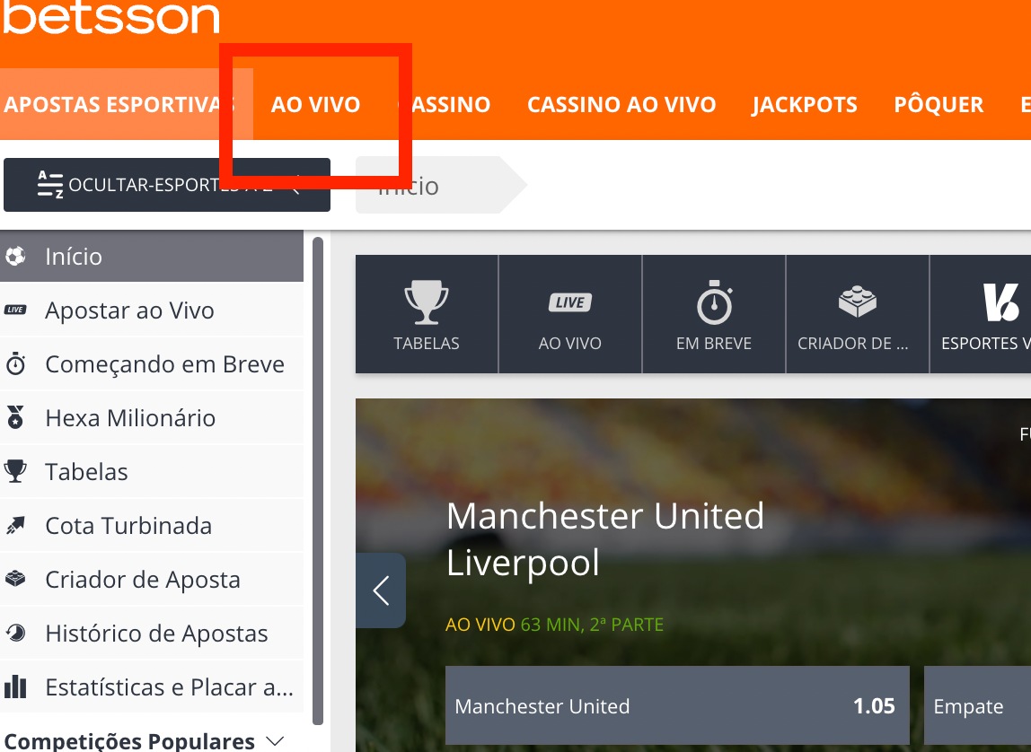 betsson lobby ao vivo