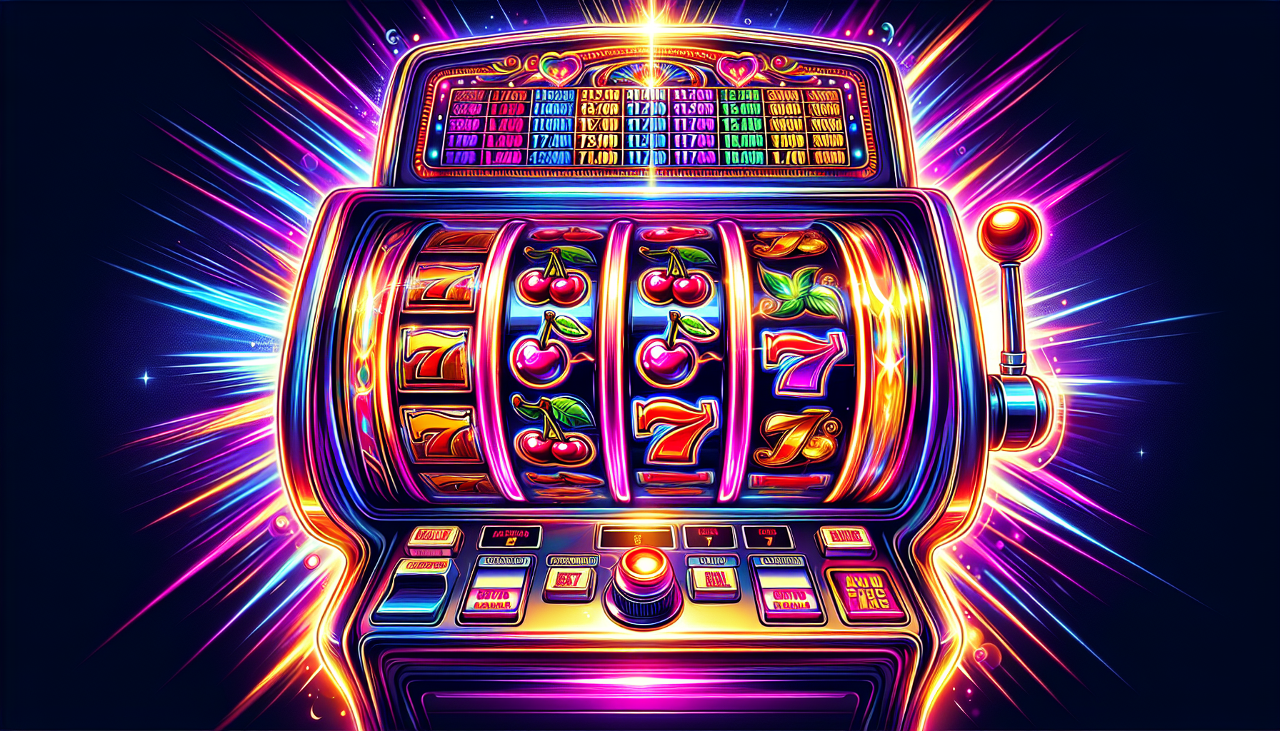 Colorful spinning slot machine illustration