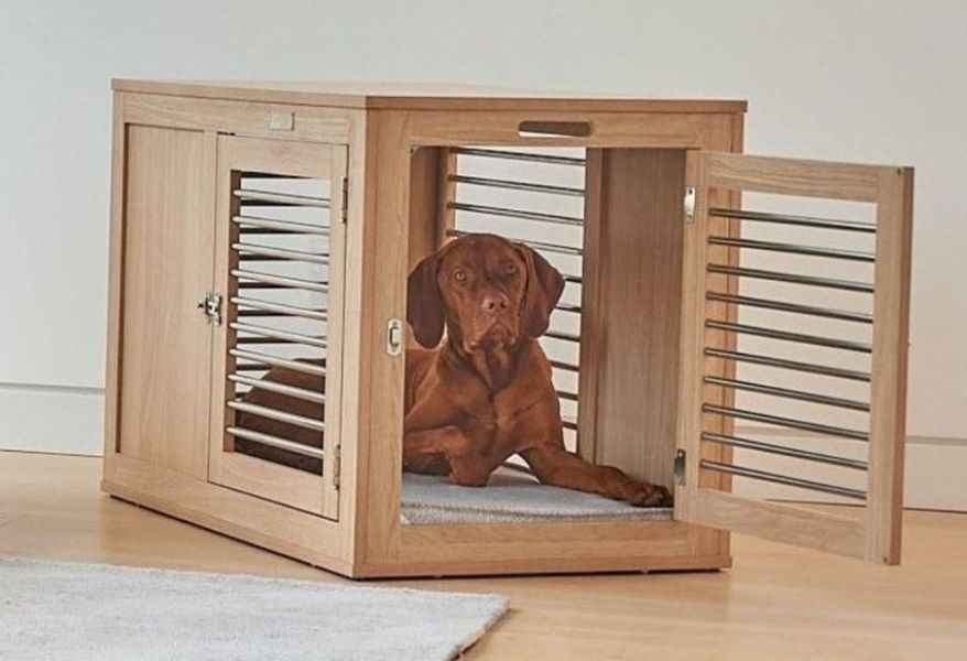 Bowsers Moderno Double Door Wooden Dog Crate