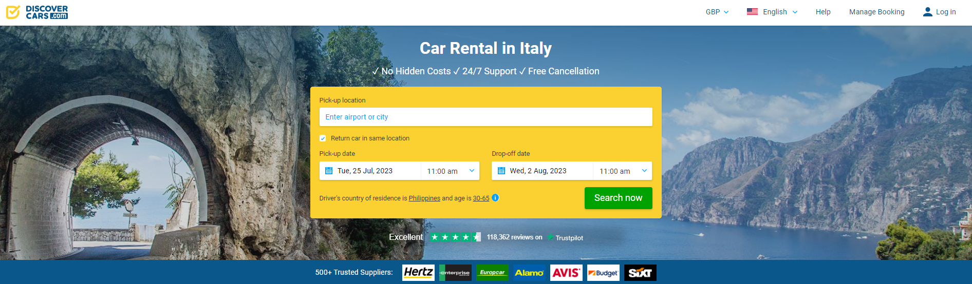discover cars website