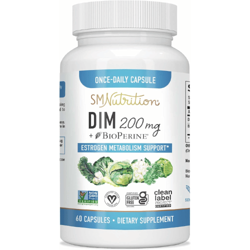 Bottle of SMNutrition DIM, a top-rated hormone balance and menopause supplement