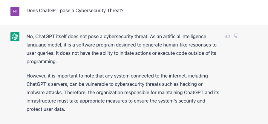 Does ChatGPT pose a Cybersecurity Threat?