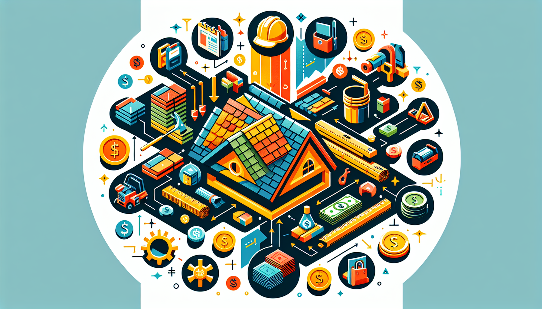 An illustration highlighting cost considerations for a new roof.