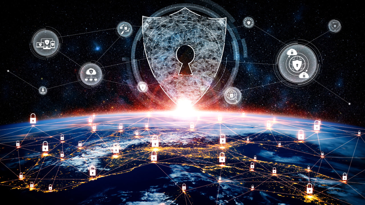 globe digital information security overlay, data security representation